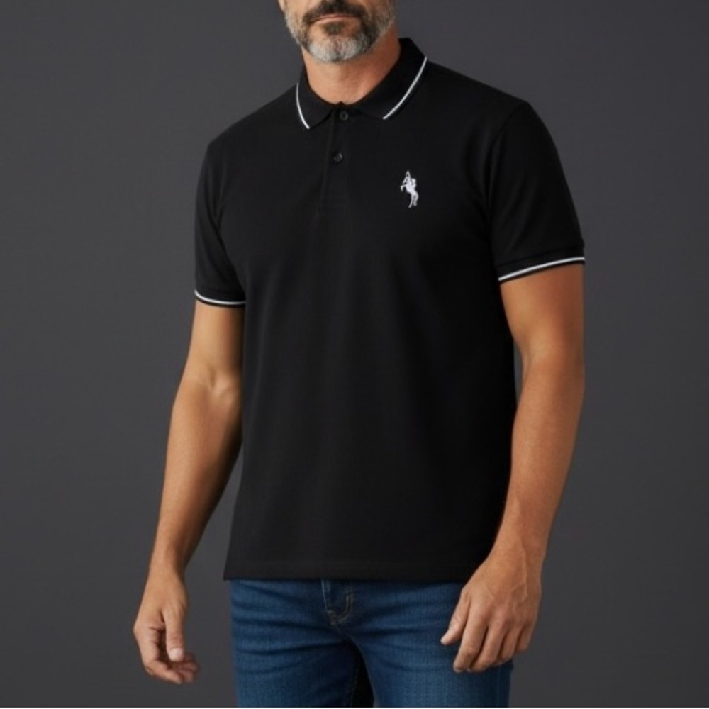 Lucky Horse Premium Clothing Polo Shirt – White Tipping, Short Sleeve